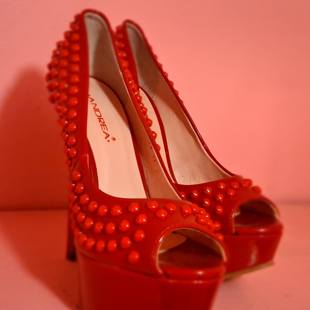ANDREA FENZI Red Studded High Heels